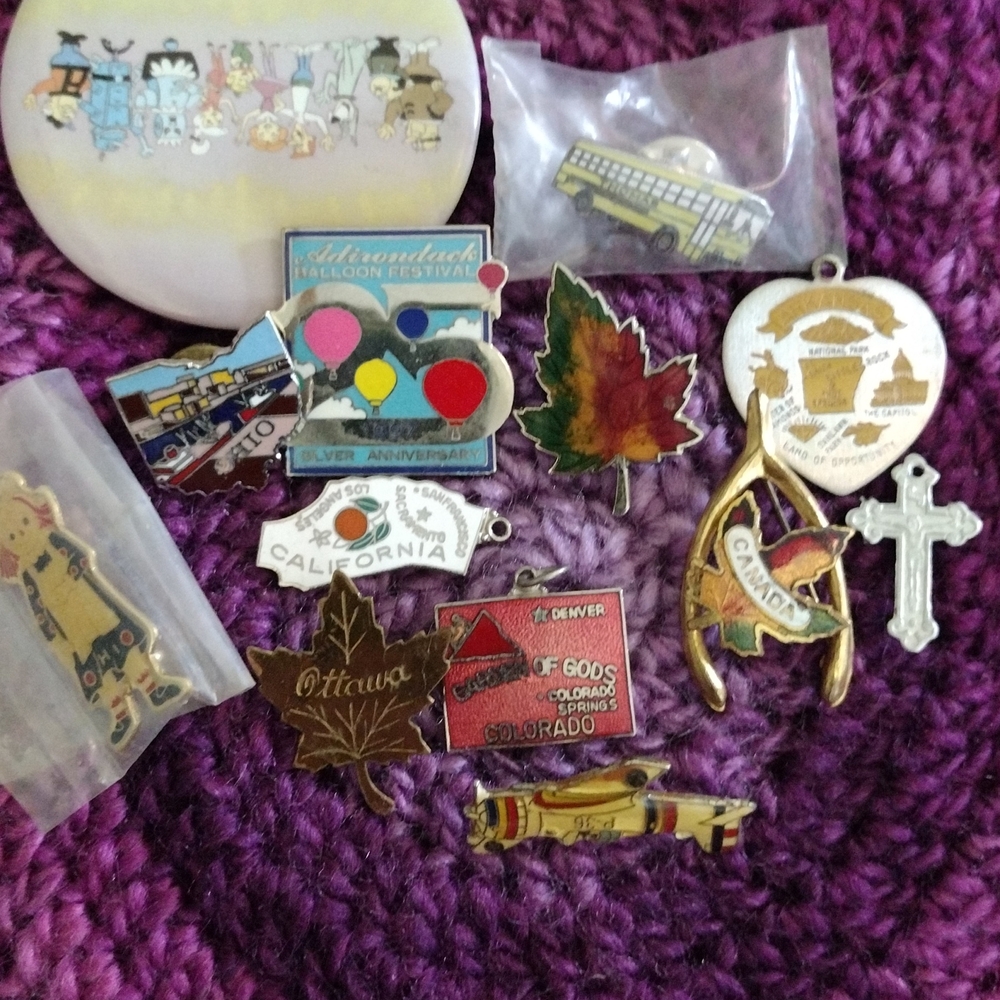 Assorted, Colorful Pins And Pendants Set